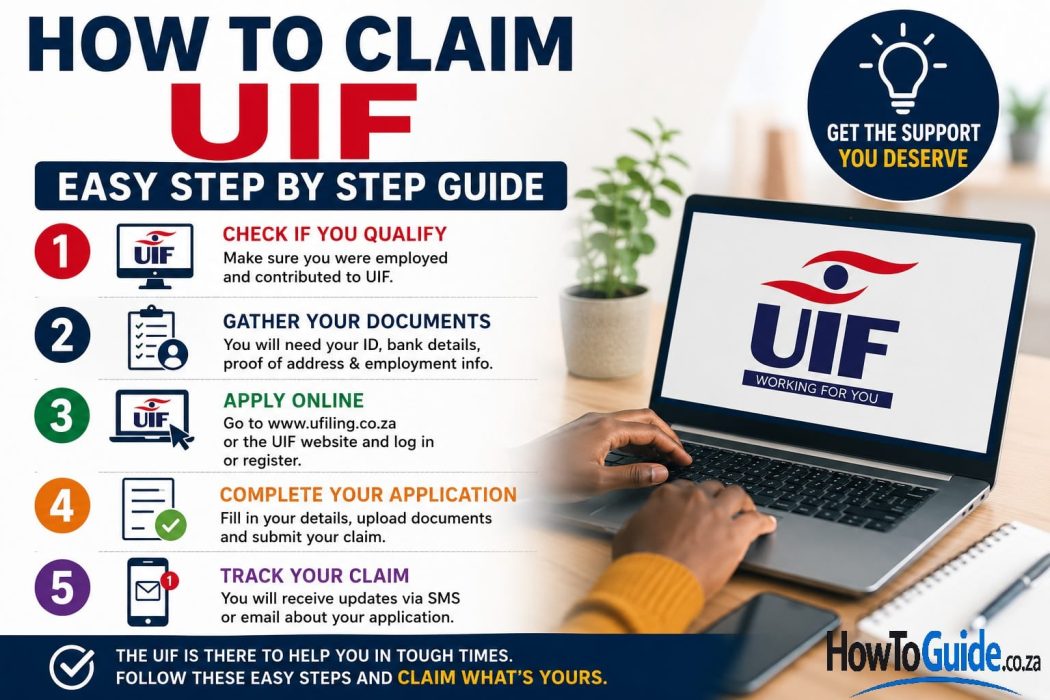 A person filing a UIF claim online in South Africa using uFiling.